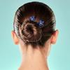 4pcs Rhinestone Flower Hair Pin Wedding U Shaped Hair Pins Hair Pieces Bride Hair Clips Hair Decorations-Blue