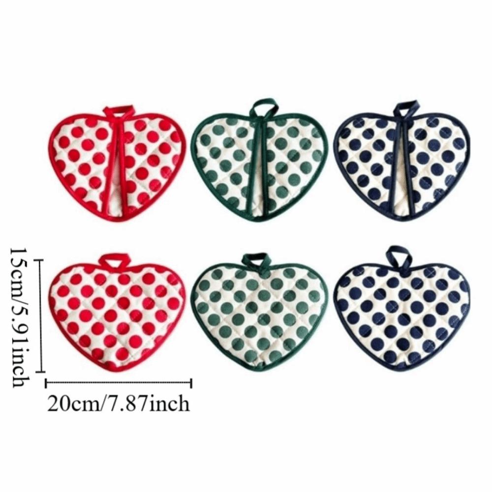 2pcs Heart-shaped Heat Insulation Pad Polka Dot Oven Mitts Anti-scalding Gloves  Oven Use