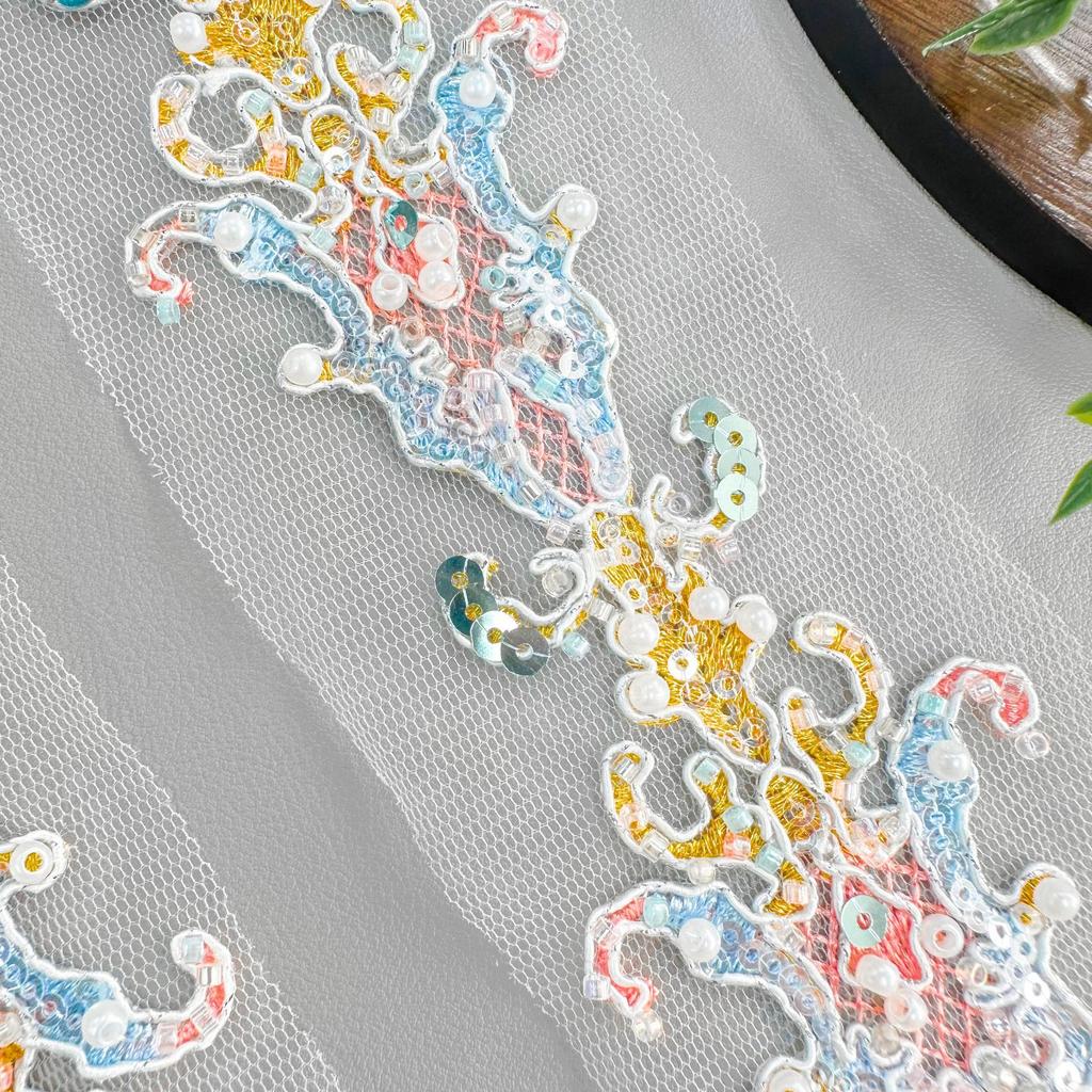 5Cm Mesh Hollow Bead Sequined Barcode Car Strand Decorative Dress Belt Performance Clothes Accessories Lace Accessories