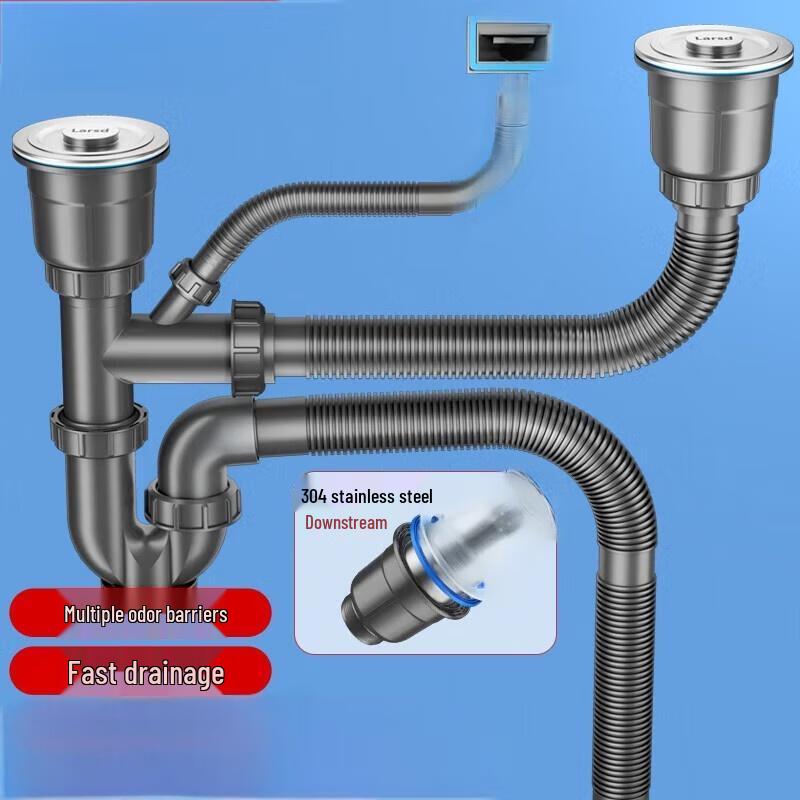 Комплект сливных труб для кухонной двойной раковины