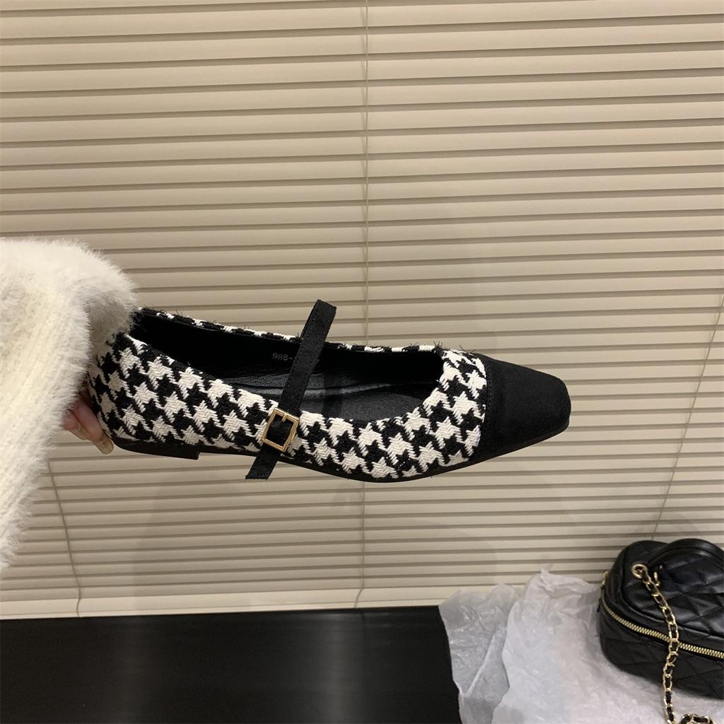 Fashion Flat Shoes for Women's Mary Jane Shoes Spring and Autumn New Style Flat Bottomed Square Toe Casual Plus Size Women's Shoes