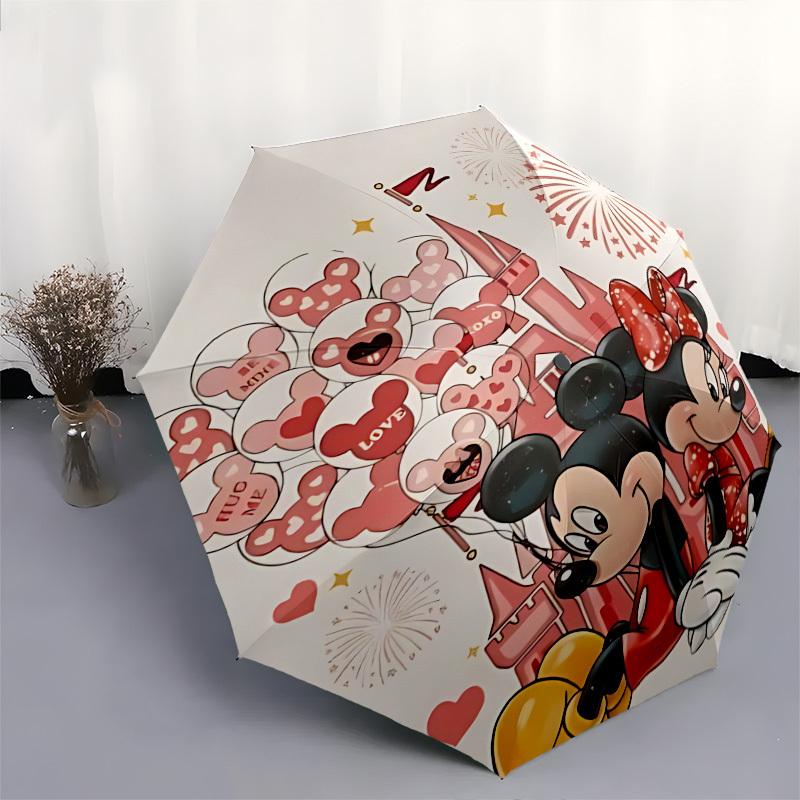 Mickey Mouse Themed Automatic Opening and Closing Umbrella, Brightly Colored 8-rib Portable Umbrella, Suitable for Men and Women, A Perfect Gift for C