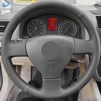 Braids On Steering Wheel For VW Old Golf 5 (V) MK5 Polo Jetta Tiguan Sagitar Touran Caddy Car Steering Wheel Black Leather