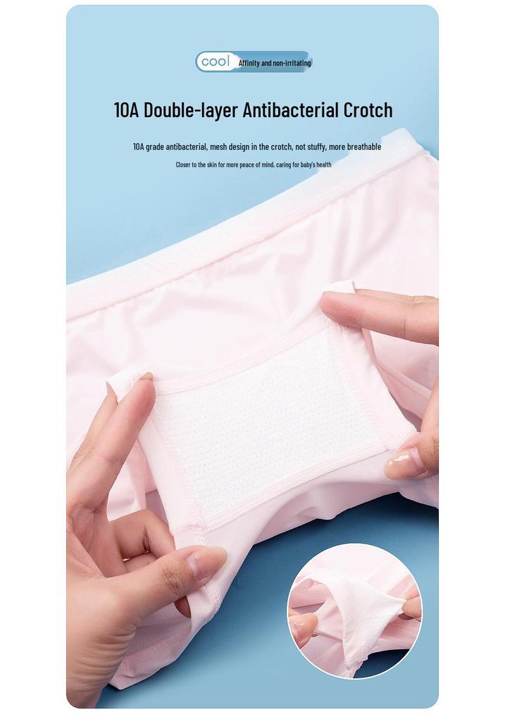 Seamless Ice Silk Girls' Boxer Briefs - Comfortable Summer Underwear for Kids