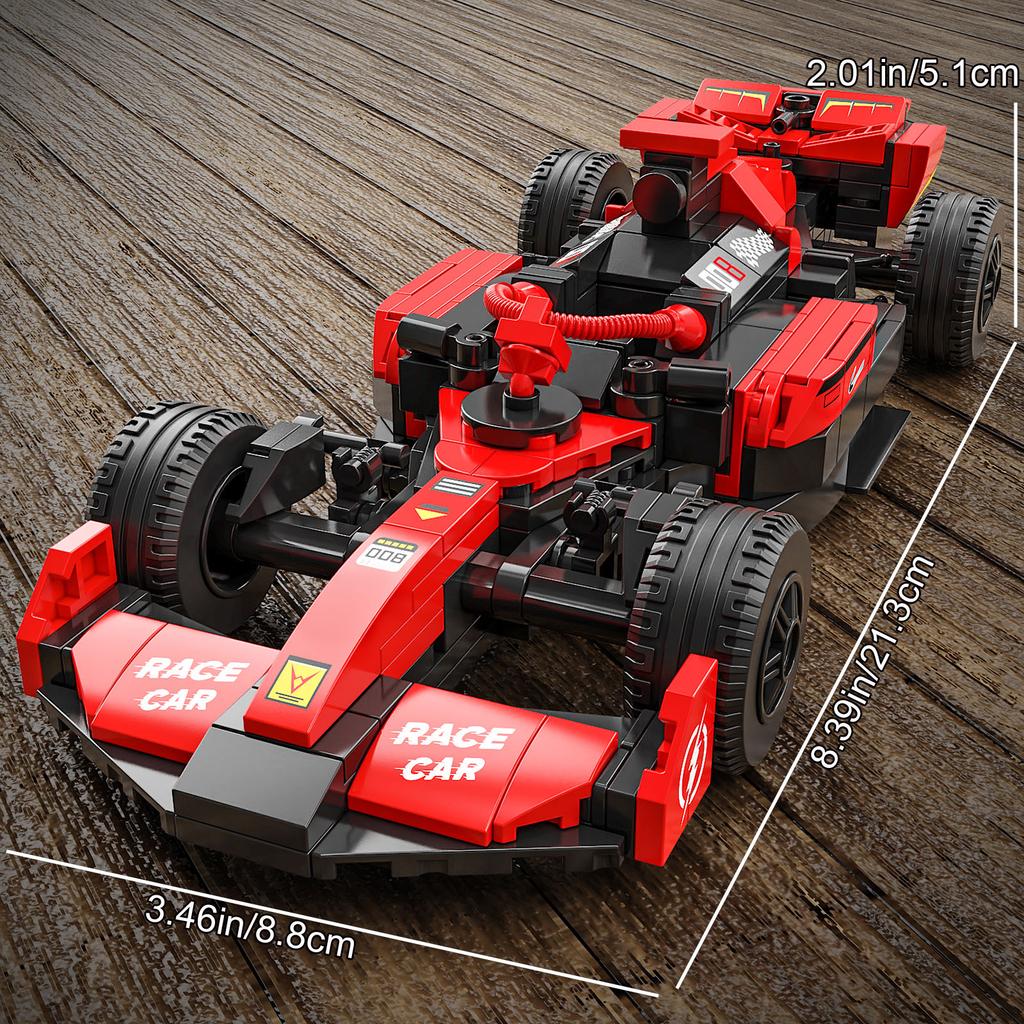 Non-Toxic 335Pcs Red Racing Car Building Blocks Toys Model Race Car Assemble Puzzle Bricks Toy Sets For Kid Desktop Ornament Gifts
