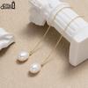 Effie Queen Elegance 925 Silver Freshwater Pearl Tassel Chain Earrings Minimalist Vintage Pearl Drop Earring Fine Jewelry GPE75