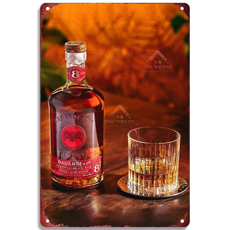 Retro Bacardi Metal Sign, Tin Sign, Rum Brand Plaque, Vintage Plates, Wall Decor, Poster, Bar, Man Cave, Shabby Chic Decorati