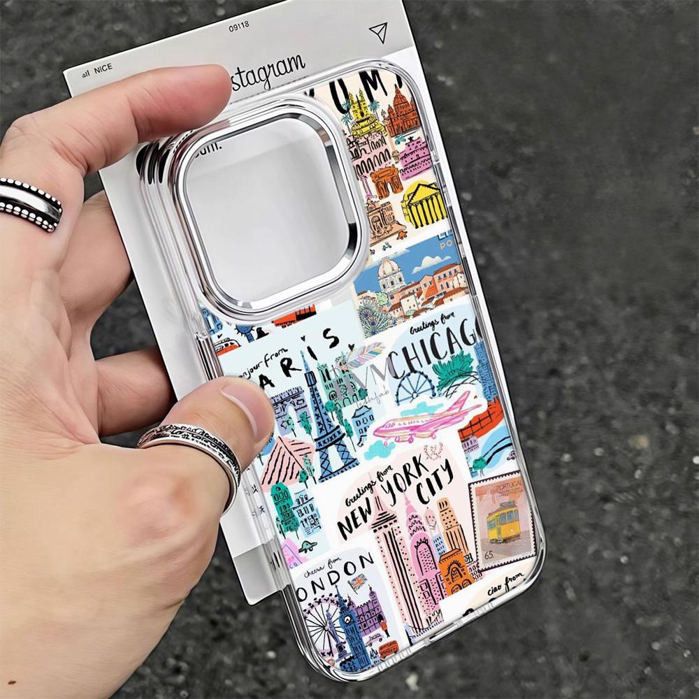 Travel City Phone Case For Iphone 17 15 16 14 Plus 13 Pro Max 12 11 17E 16E 17Air Funda Coque Anti-Slip Phone Cover