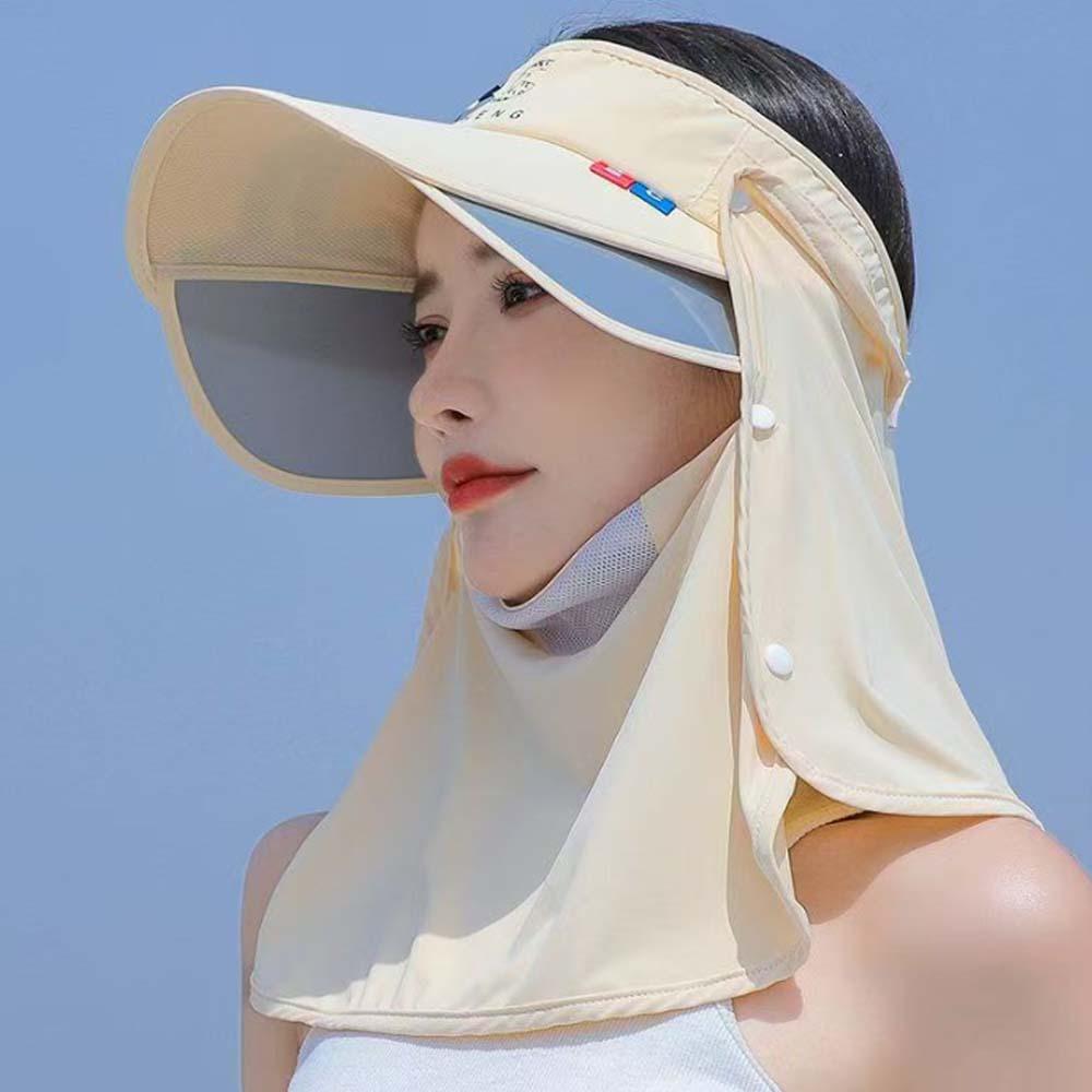 Detachable Sunshade Shawl Cap Solid Color Neck Protection Hat Portable Anti-UV Sun Visor  Sport