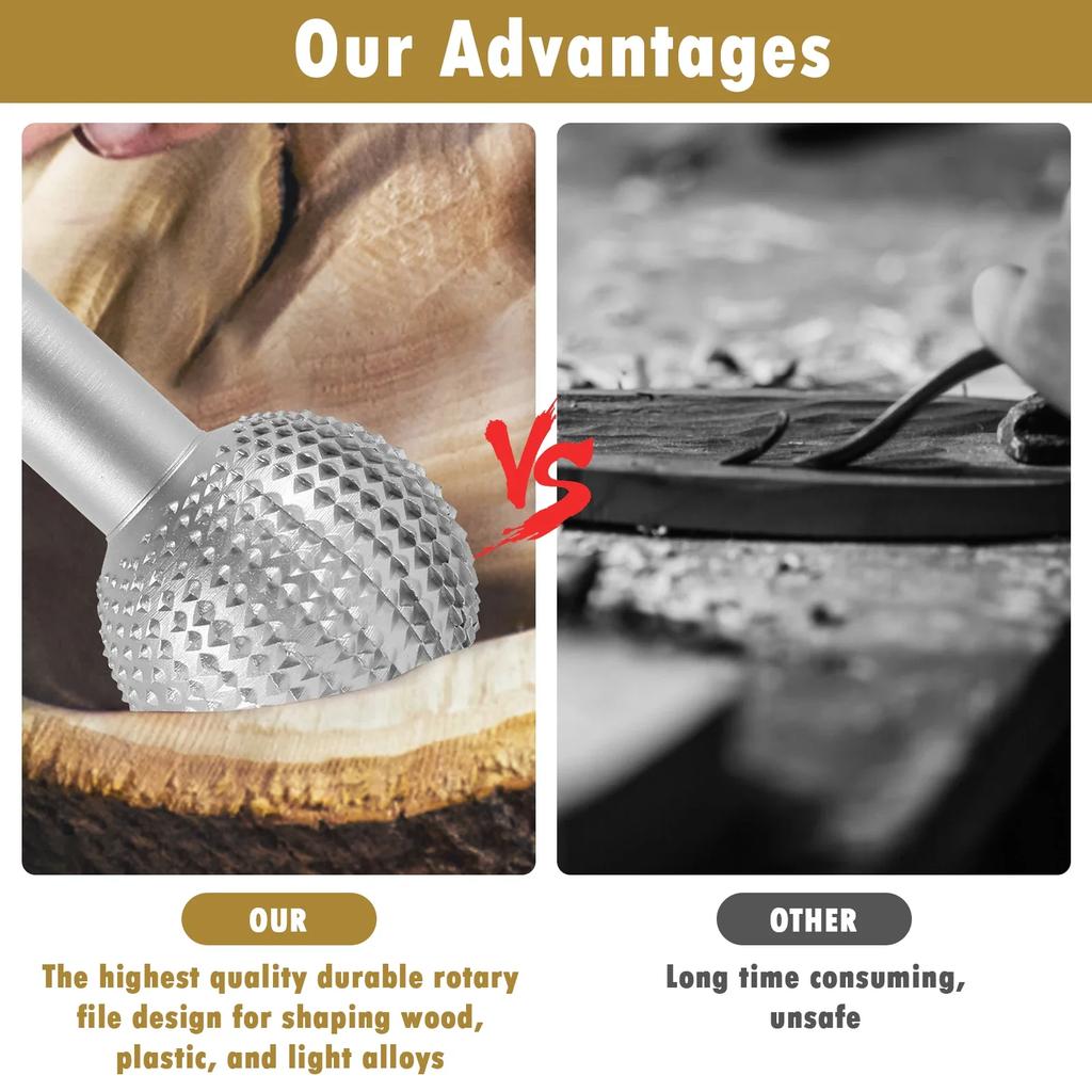 Rotary Drilling Bit Grinding Head Rotary Grinding Head Woodworking Attachment Rotary Burr Grinding Head for Wood Marking Carving