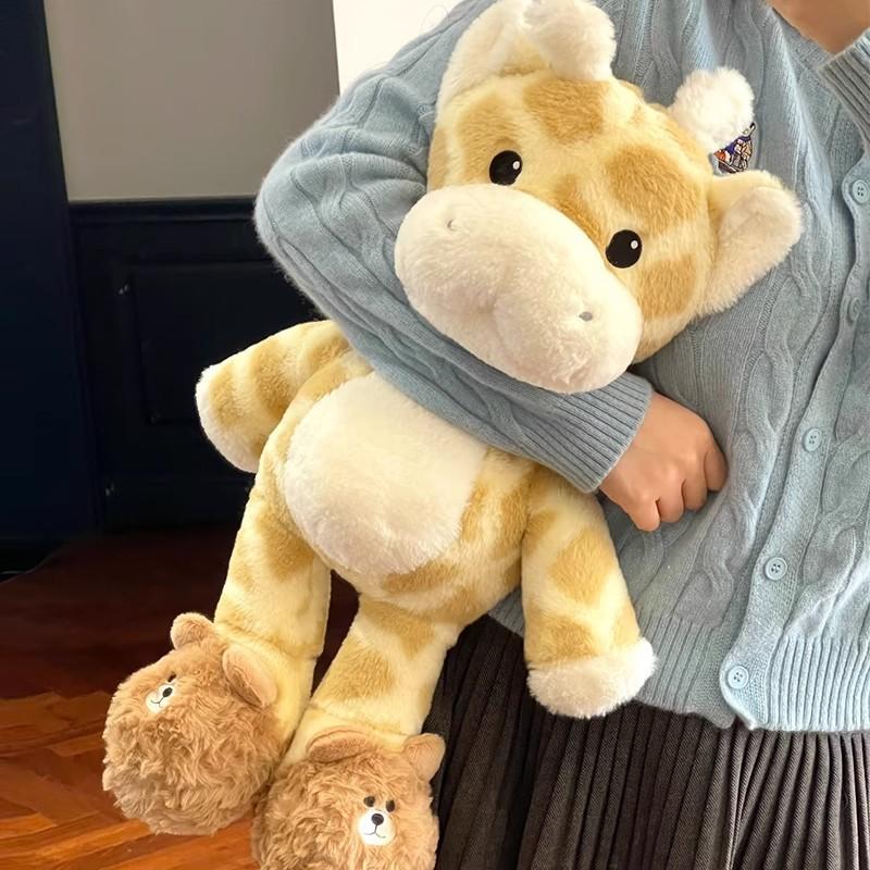 

Милая кукла-жираф, плюшевая игрушка, девочка держит спящую куклу, мягкая, дети спят с утешительной куклой, подарок на день рождения 50cm