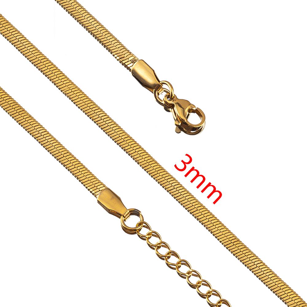 5pcs Stainless Steel Flat Snake Chain with Clasp Extended Chains 3-6mm DIY Men Necklace Jewelry Making Findings Accessor No Fade