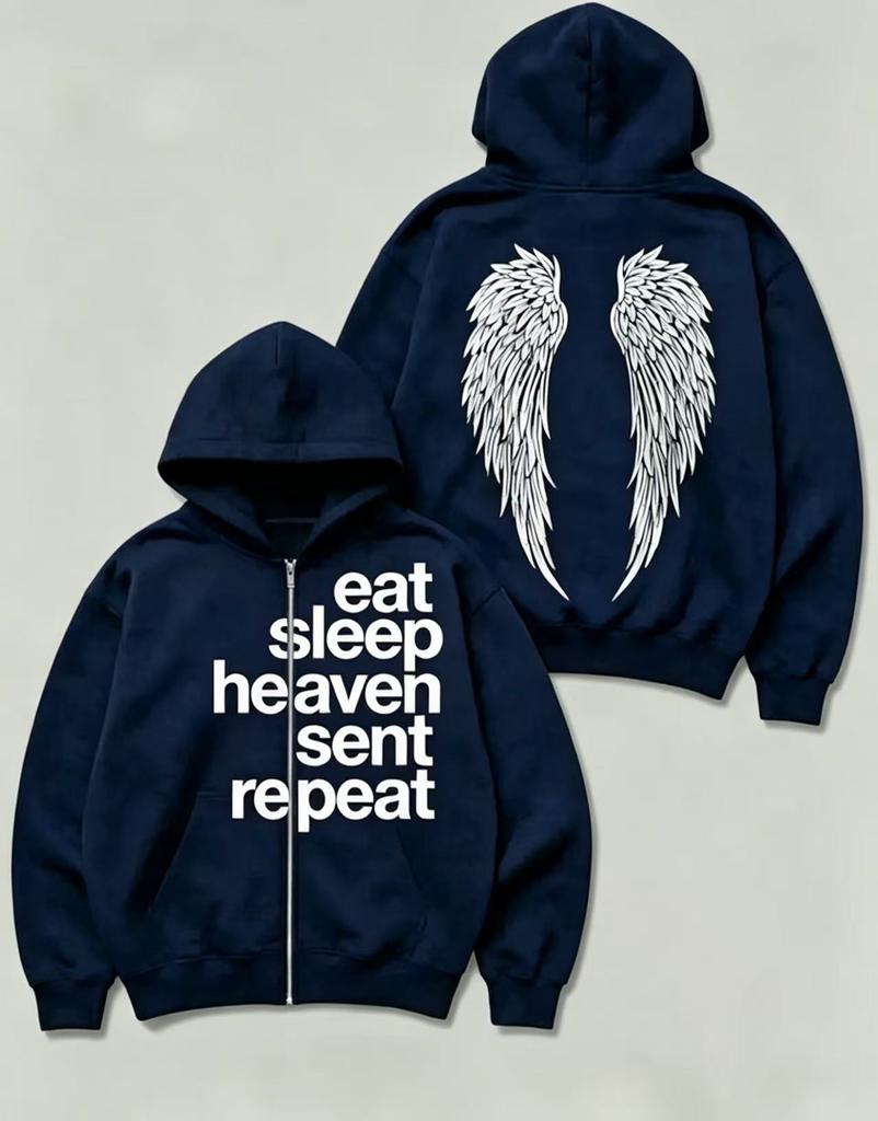 New European and American personalized printing sweater long-sleeved pullover hooded zipper shirt retro jacket street trend