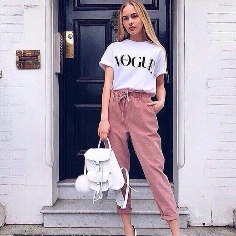 European & American Celeb Letter Print Short-Sleeve T-Shirt