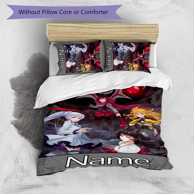 3pcs Custom Name RWBY Volume Bedding Set Duvet Cover Closure Includes 1 Duvet Cover & 2 Pillowcases for All Seasons Bedroom Decor