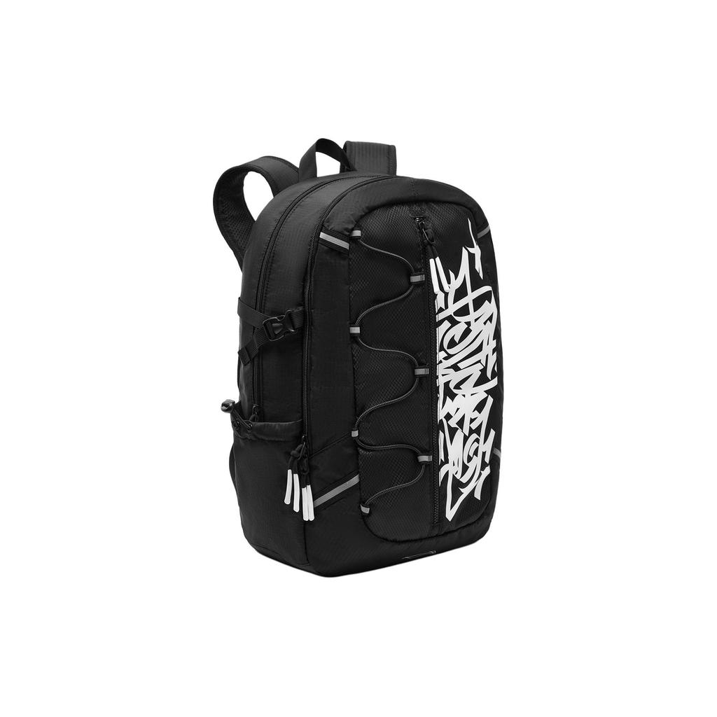 Li Ning Skateboard Series Printed Zipper Closure Nylon Backpack Unisex Backpack Black ABSU059-1