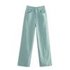 High-waist Women Slim Jeans Loose  Person Straight Crotch Versatile Slimming Trousers