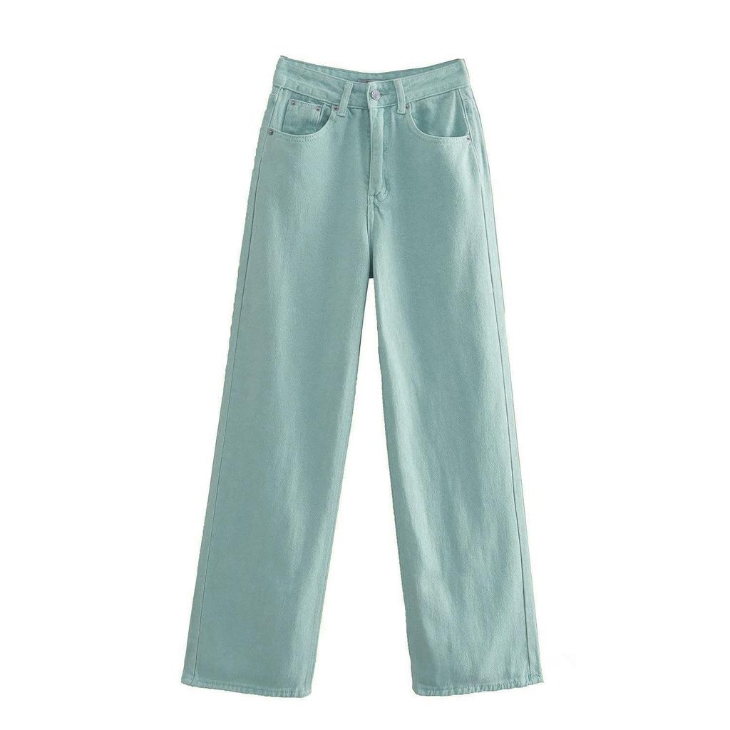 High-waist Women Slim Jeans Loose  Person Straight Crotch Versatile Slimming Trousers