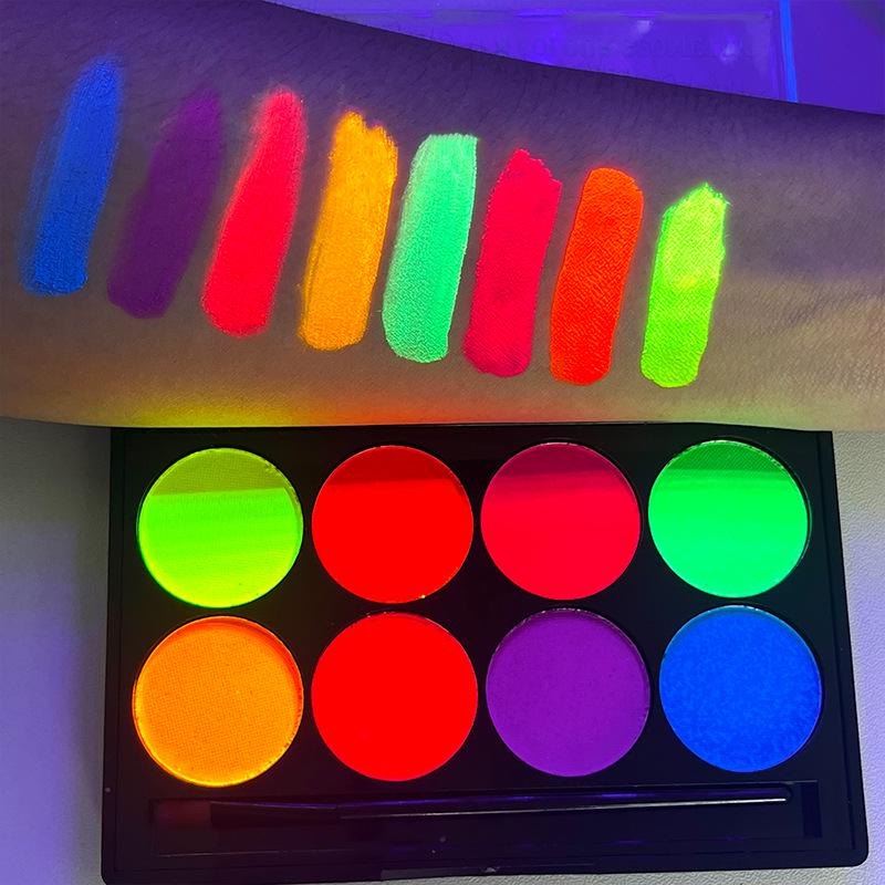 8-Color Fluorescent Water-Soluble Body and Face Paints for Opera, Makeup, and Fan Art