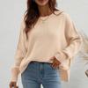 IHUASU Autumn and Winter Fashion Women's O-Neck Knit Loose Split Pullover Sweater