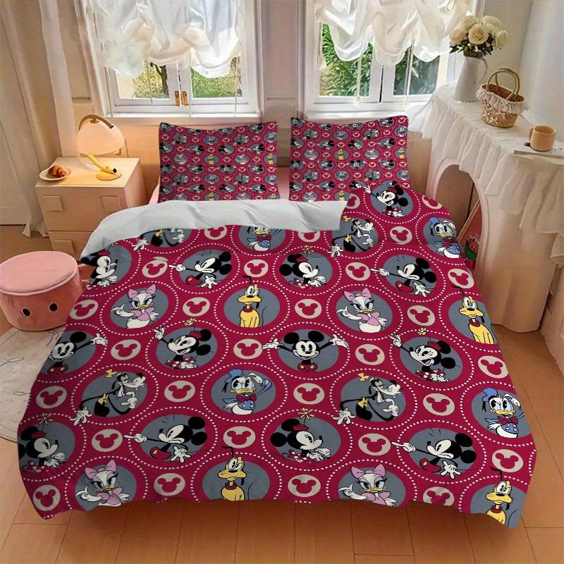 3pcs set Mickey Mouse, Minnie Mouse, Daisy Duck Bedding Set with Duvet Cover+Pillowcases, All-Season Polyester, Zipper Closure84