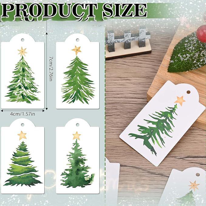30/60pcs Christmas Tree Ornament Tags with Rope - for Holiday Decorations & Gifts Holiday Stickers Gift decoration hang tag