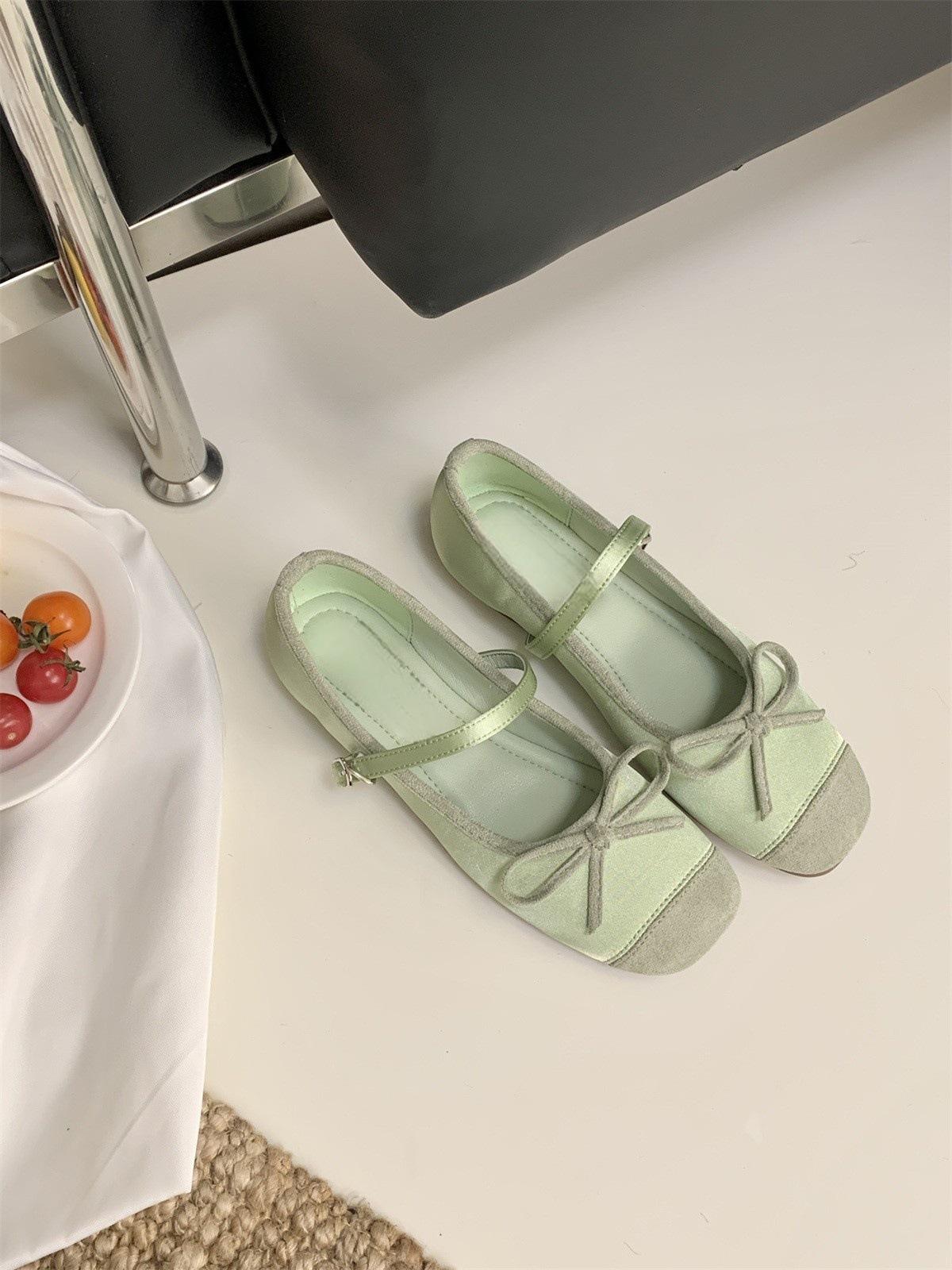 

Мягкие милые туфли Мэри Джейн конфетных цветов со скрытой платформой, с круглым носком и бантом, женские 2025 новая модель, туфли бабушки с открытым верхом 40 зелёный