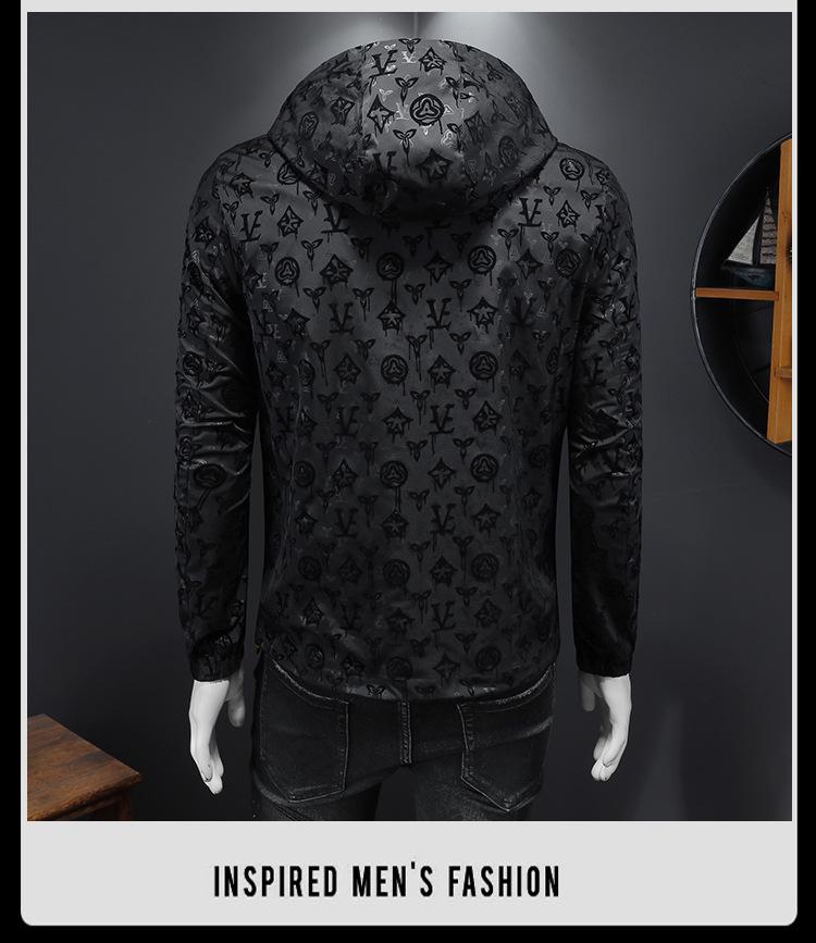 Heren Europese Jacquard Casual Jas met Capuchon 2863 - Lente/Herfst Trendy Top