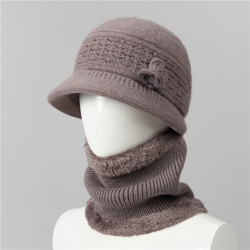 Hat female winter thermal hat piled thick knitted wool hat mother-in-law cotton hat