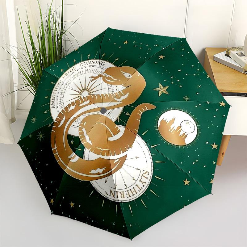 

1pc Slytherin Snake Constellations Stars Moon Umbrella with Plastic Handle,Cartoon Pattern,Suitable for All Seasons Multi-functional Umbrella387