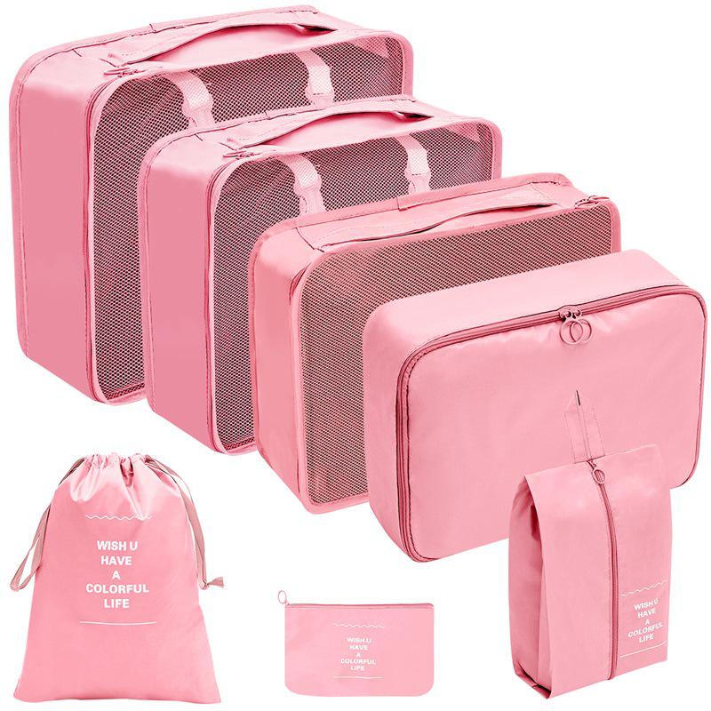 

Travel Storage Set: Foldable Toiletry, Makeup, Clothes, Shoes, Digital Accessories, and Drawstring Luggage Bags.