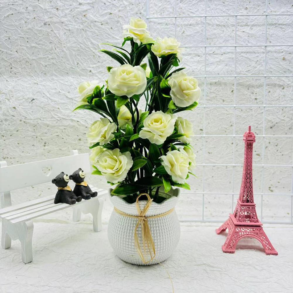 Artificial Plant Container With Colorful Silk Flowers For Indoor Decor And Special Occasions