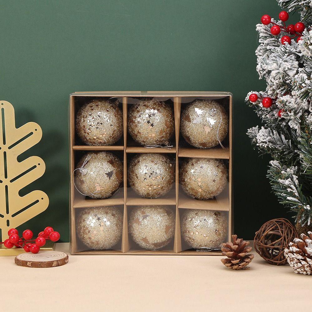 9pcs 8cm Glitter Christmas Balls Pendant Foam Xmas Tree Ornaments  Home Decoration