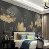 Photo Wallpaper European Style Flowers Golden Embossed Lines Mural Living Room Bedroom Light Luxury Background Wall Paper