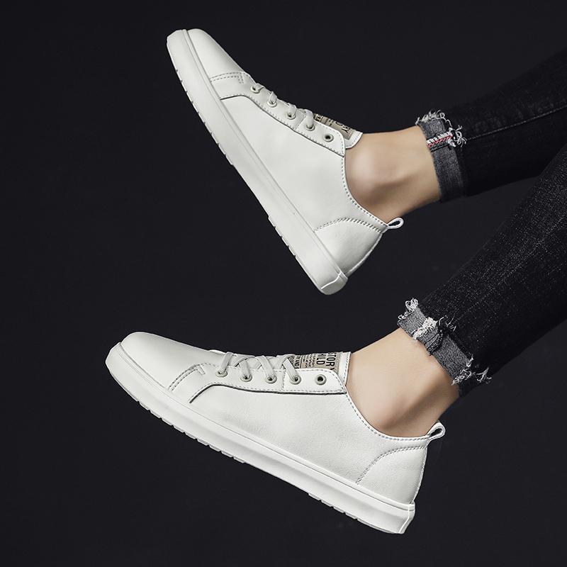 Модные мужские кожаные кроссовки белые туфли дизайнерская мода платформа кожа — фото 6