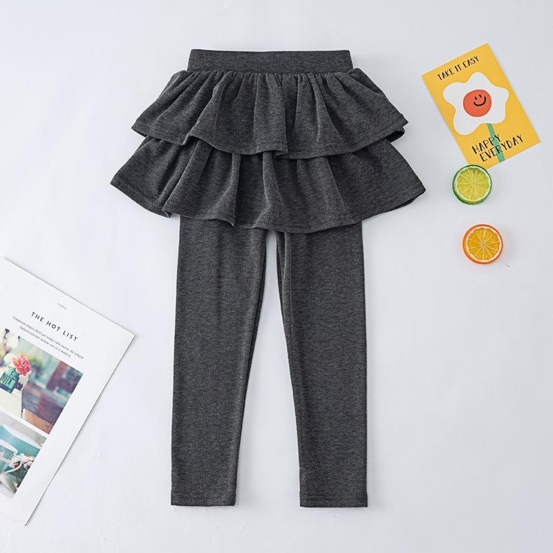 Leggings para Meninas Estilos Primavera e Outono Calça-saia Infantil Falsa de Duas Peças Usar Calça Saia Elástica para Meninas para Usar ao Ar Livre
