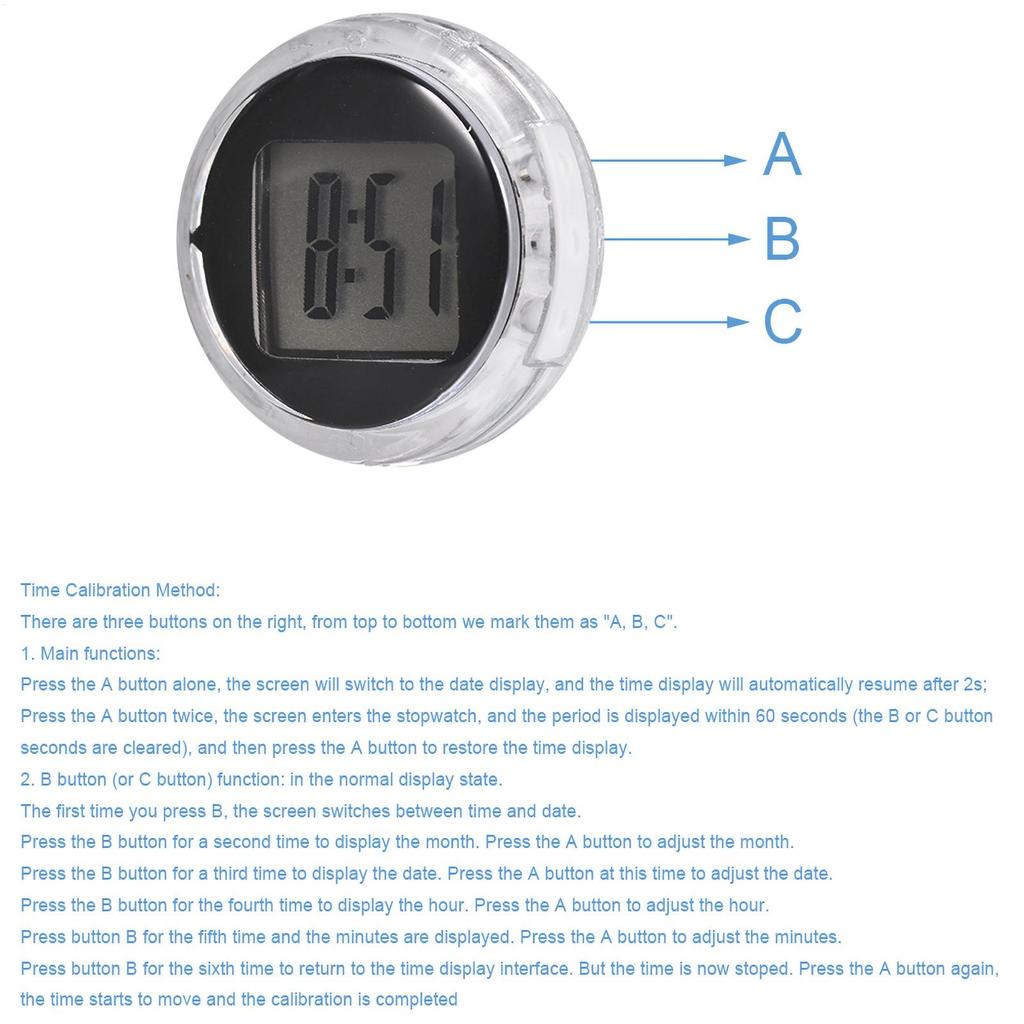 Mini Motorcycle Clock/Stick-on Waterproof Electronic Watch Moto Digital Clock With Stopwatch/For Moto Decoration Accessories