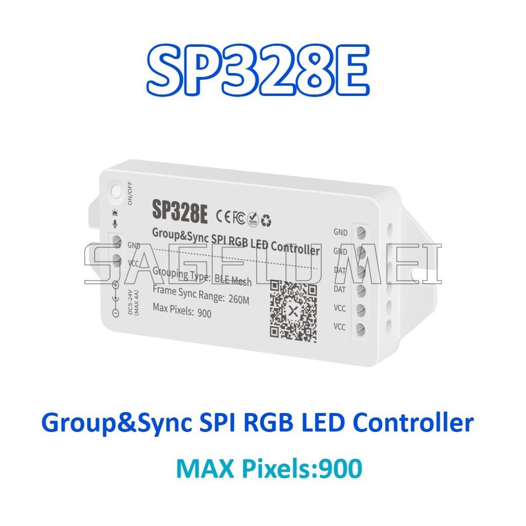 SP318E SP328E SP668E SP802E Sync Signal Booster Control for RGBIC LED Strips SPI RGB Matrix LED Controller Bluetooth Mesh App 4A