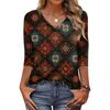 Women's T Shirt Print 3/4 Sleeve Daily Weekend Fashion Basic V- Neck Regular Top