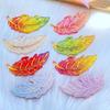 8pPcs Resin Colorful Leaf Flat Back Rhinestone Colored Feathers Applique DIY Wedding 1 Hole Ornament Craft