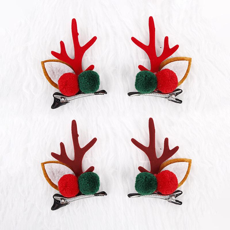 Christmas Reindeer Antler Hair Clips - Cute Bell Accessories for Girls