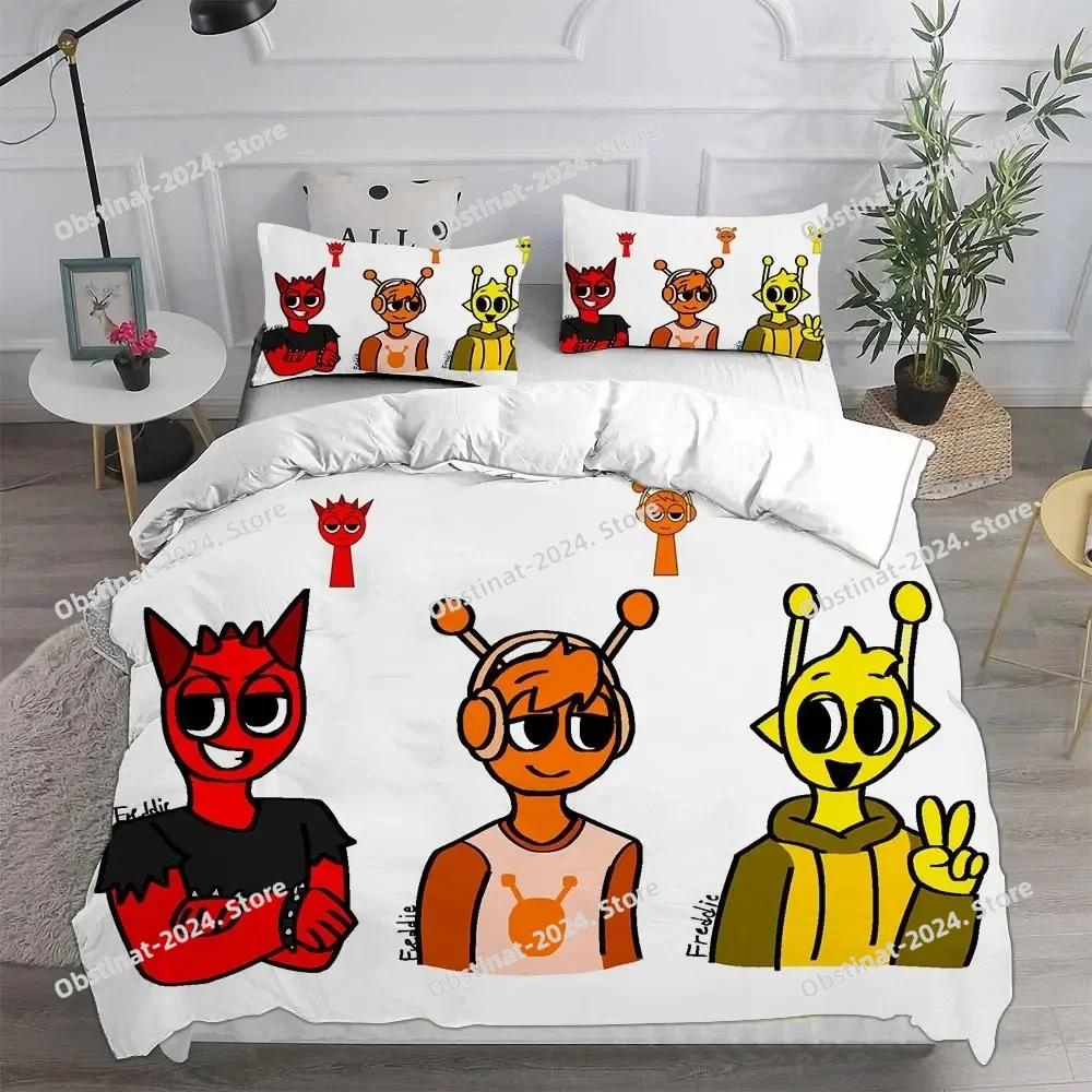 New 3d Print Game Sprunki Bedding Set Printed Bed Set With Pillowcase Bed Duvet Cover Soft Single Double Queen Super King Size