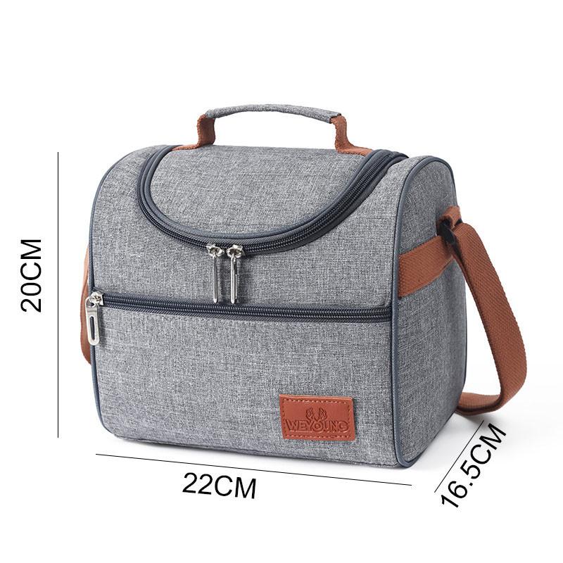 Enkelt/Slitesterkt Lag Vanntett Termisk Lunsjveske Stor Kapasitet Bærbar Piknik Mat Isolert Kjøleveske med Skulderstropp