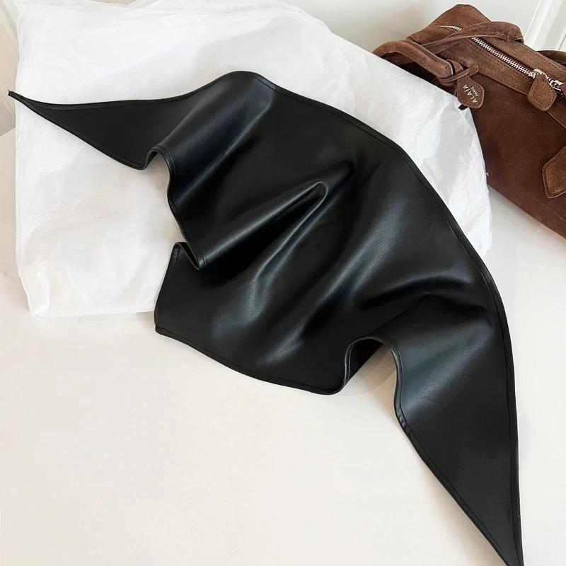 1pc Y2K Style Retro Spicy Leather Headscarf Hat Women Summer Square Scarf Hip-hop Kerchief Series Versatile Headband Hair Scarf