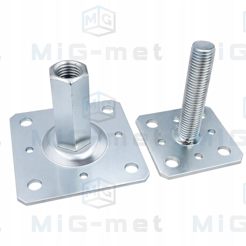 Vertically Adjustable Pole Base Psrt 80X110Mm Anchor Bracket M20X150Mm
