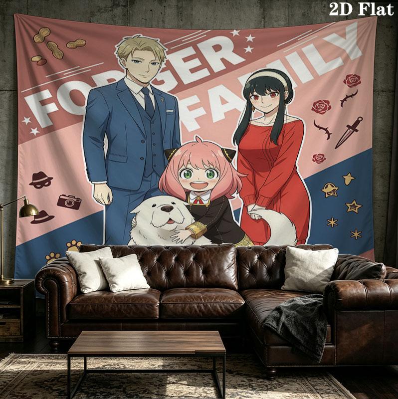 Spy Family Wall Tapestry Aesthetic Wall Hanging Printed Fabric Blanket Decorative Tapestries For Bedroom Living Room Home Decor