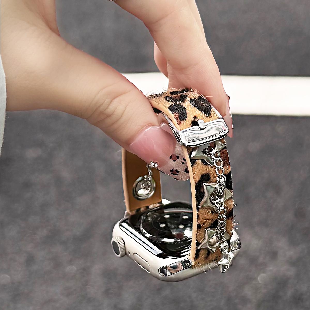 

Кожаный ремешок для iWatch Ultra3 2 11 10 9 8 7 6 5 Se3 Любовь Металлический браслет-ремешок для Apple Watch 40 мм 41 42 мм 44 45 мм 46 49 мм 38-40-41MM