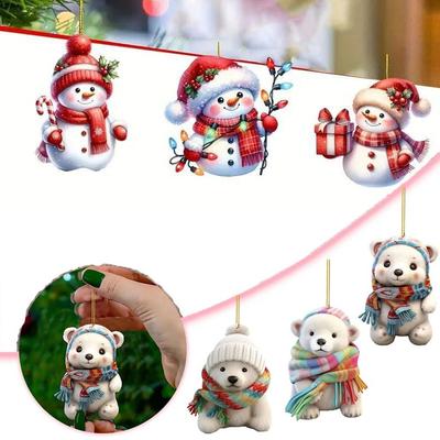 Creative Polar Bear Pendant Christmas Tree Ornament DIY Happy New Year Merry Christmas Present Handmade New Year Decor