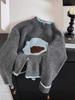 Korean Color Block Zipper Knit Cardigan - Autumn Winter Soft Fluffy Sweater, Casual & Versatile College Style