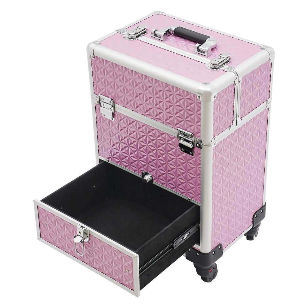 44.09lbs Rolling Nail Case Wheeled Manicure Storage Case Polish Organizer  Professional Makeup Trolley for Cosmetologist Stylist